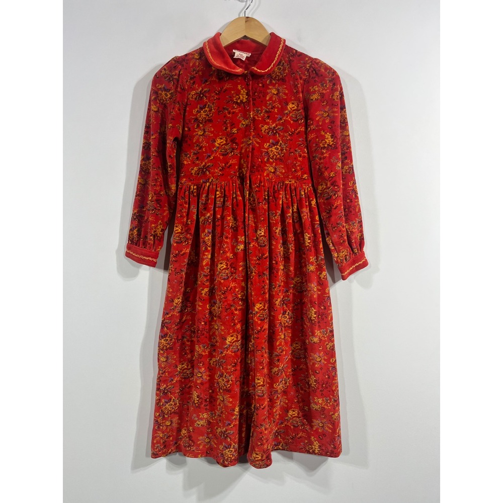 Vintage Cornelloki Girls Cottagecore Prairie Floral Dress Boho Holiday Size 9 10